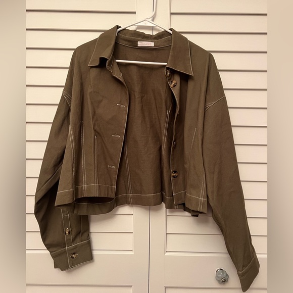 Army green cropped jacket - Picture 1 of 6
